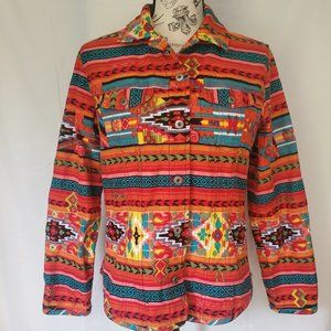 VINTAGE CHICO'S AZTEC PRINT JEAN JACKET